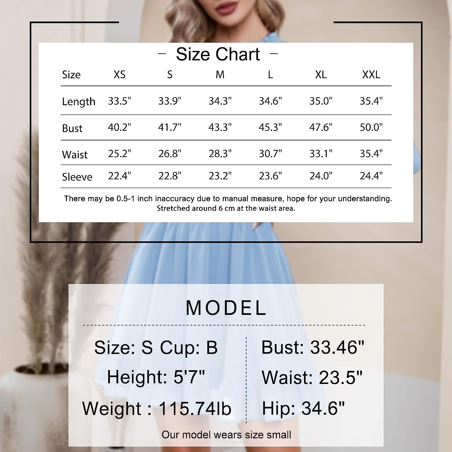EXLURA Womens Button Down V Neck Dress Long Puff Sleeve Mini Party Dress Ruffle A-Line Cocktail Dresses - Image 6